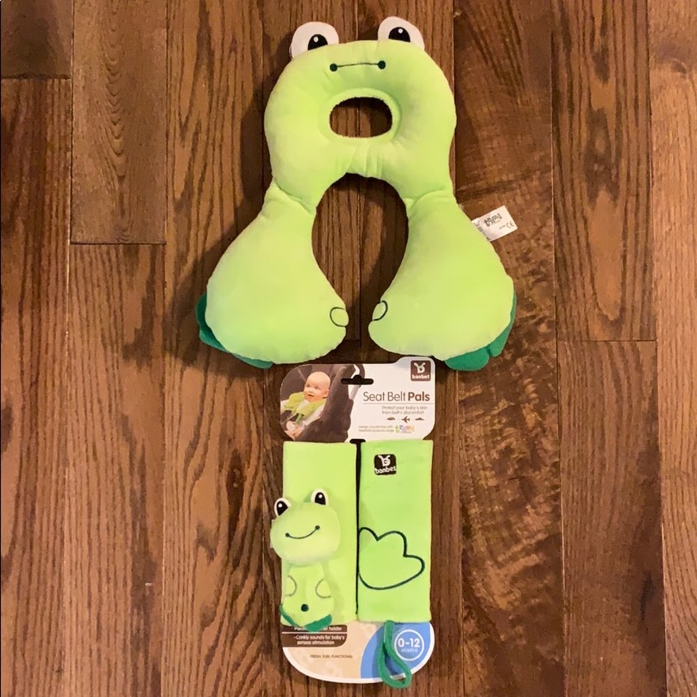 Frog Seat belt pals and neck pillow for baby